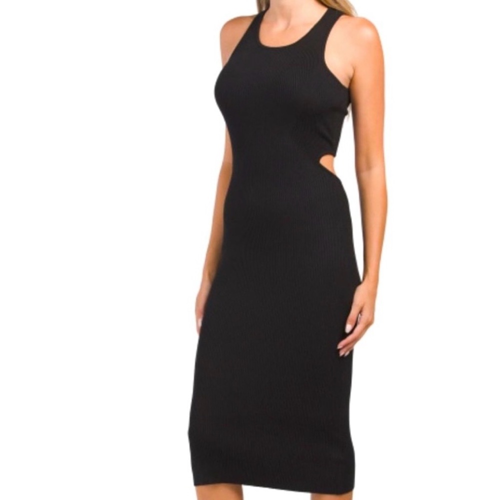House of Harlow 1960 Black rib knit Cutout Midi Dress size small